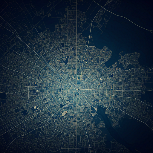 Satellite view of Perth CBD with custom blue overlay